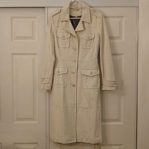 White Leather Trench coat -  Medium